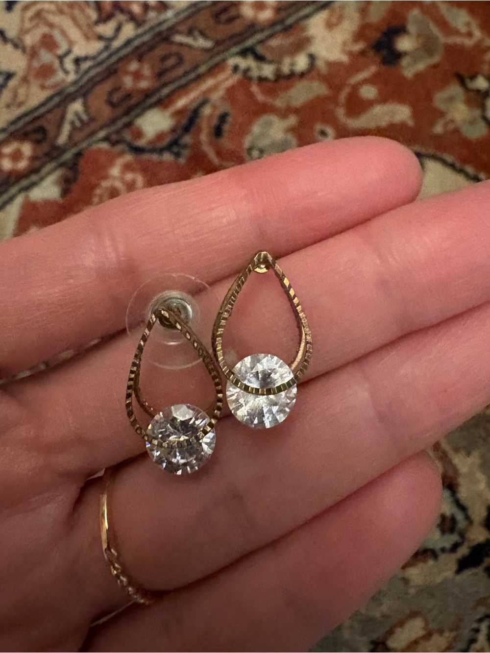 Vintage Gold and CZ Earrings